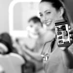 display ads on phone b&W image