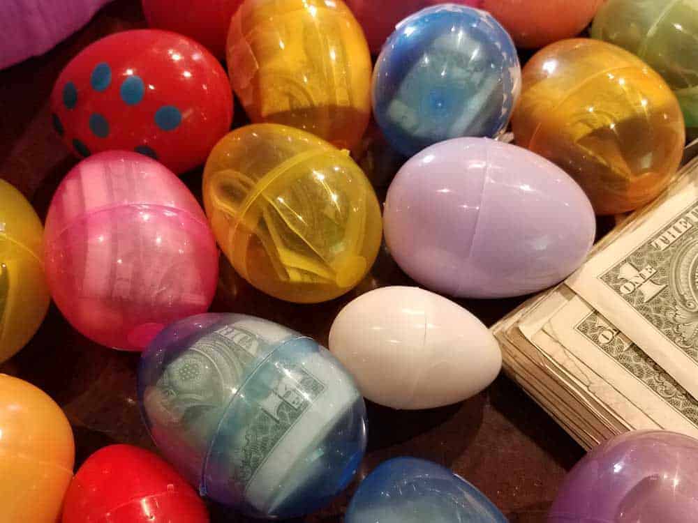 easter eggs filled with cash